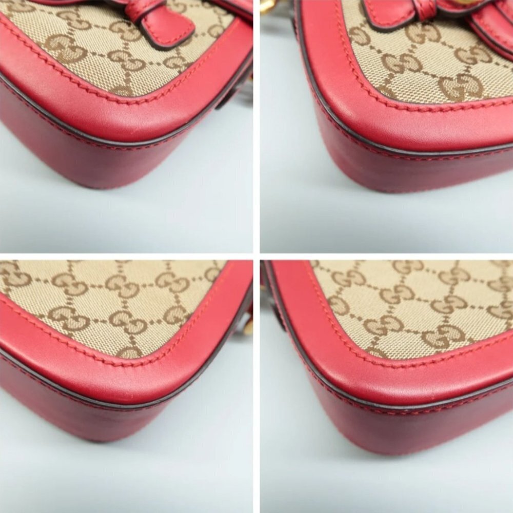 100% Authentic GUCCI Brown&Red Cloth Crossbody Bag - Picture 6 of 12